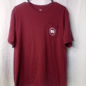 Southern Tide Mississippi State Shirt XL Go Dawgs Short Sleeve Pocket Red